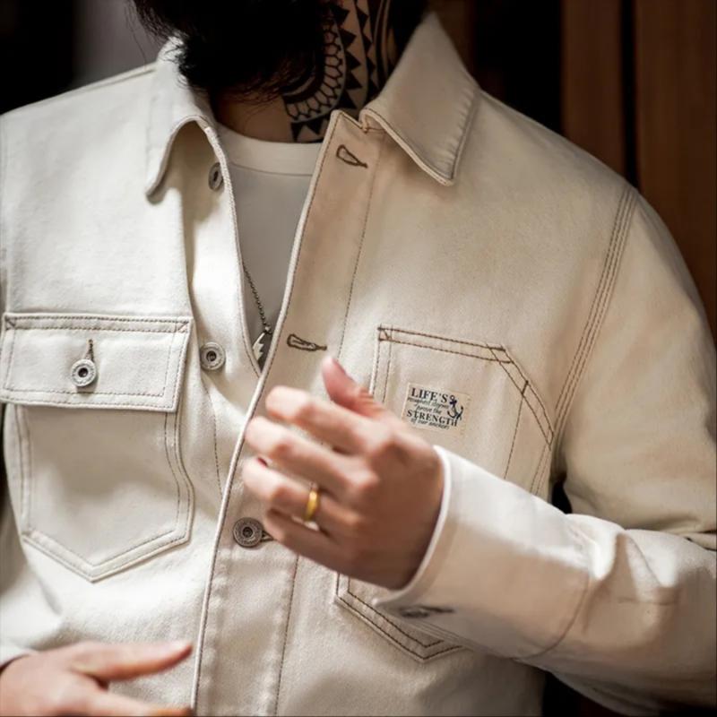 Mens Retro Lapel Multi-pocket Single Breasted Cargo Jacket 51788464Z