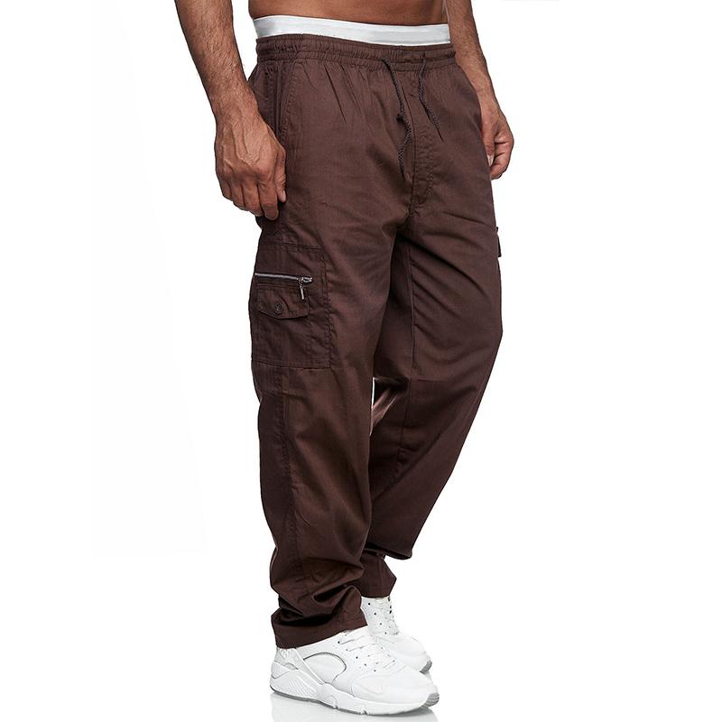 Mens Loose Multi-pocket Elastic Waist Cargo Outdoor Sports Casual Trousers 46902429Z