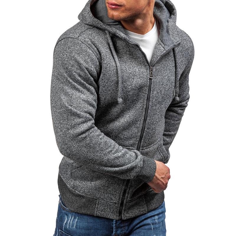 Mens Solid Plush Hooded Patch Pocket Casual Jacket 17696161Z