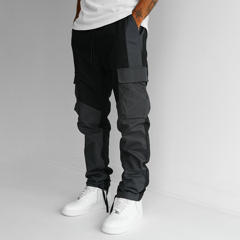 Mens Color Block Multi-pocket Straight Cargo Pants 18125285Z