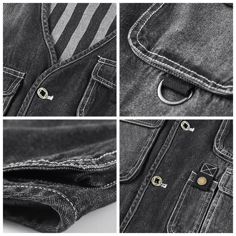 Mens Multi-pocket Cargo Denim Vest 92751714Z