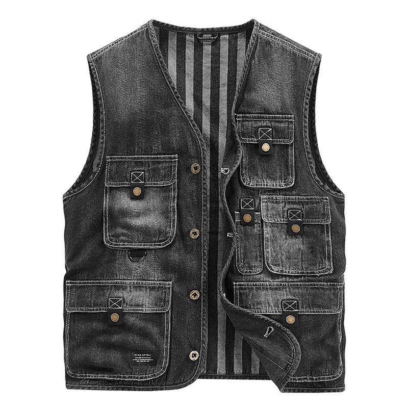 Mens Multi-pocket Cargo Denim Vest 92751714Z