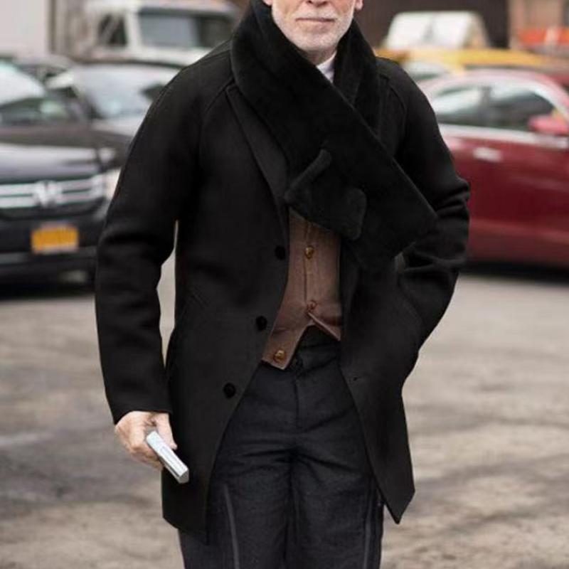Mens Solid Notch Lapel Single Breasted Mid-length Casual Coat 66845638Z
