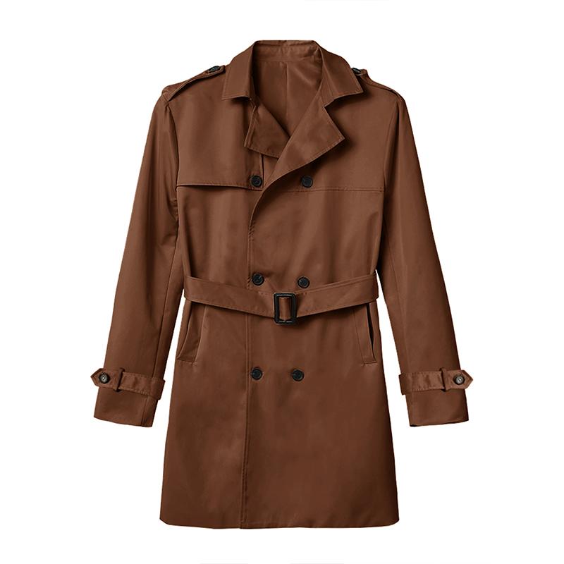 Mens Solid Slim Lapel Double Breasted Trench Coat 99681313Z