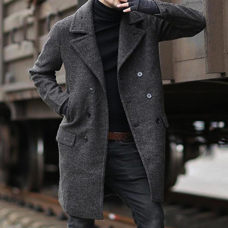 Mens Notch Lapel Double Breasted Coat 31789385Z