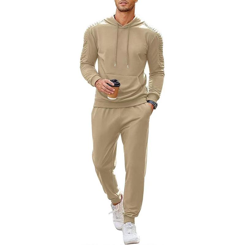 Mens Solid Long Sleeve Hoodie Trousers Sports Casual Set 11426373Z
