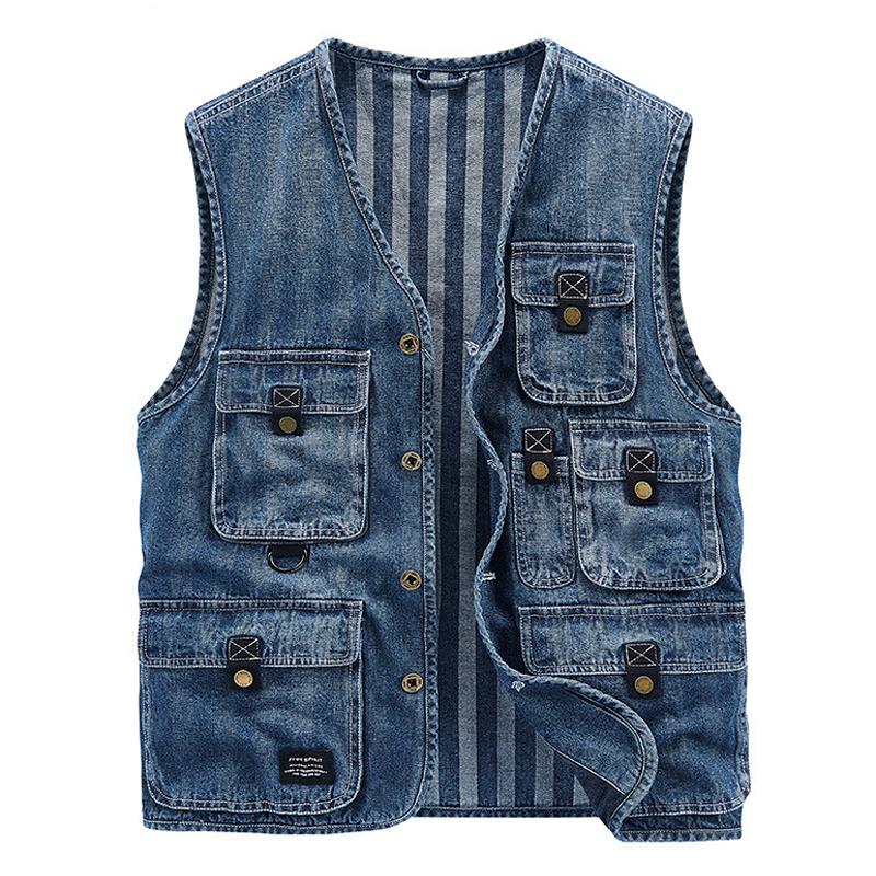 Mens Multi-pocket Cargo Denim Vest 92751714Z