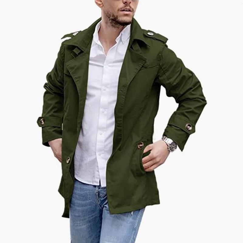 Mens Lapel Single Breasted Mid-length Casual Trench Coat 33022597Z