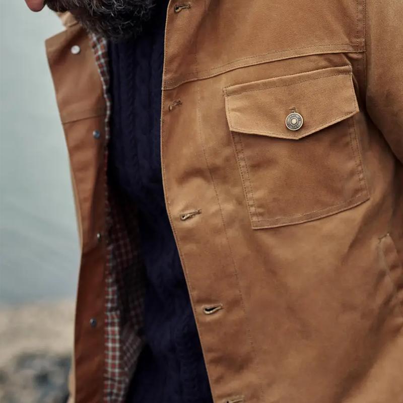 Mens Vintage Suede Lapel Breast Pocket Single Breasted Casual Jacket 74522125Z