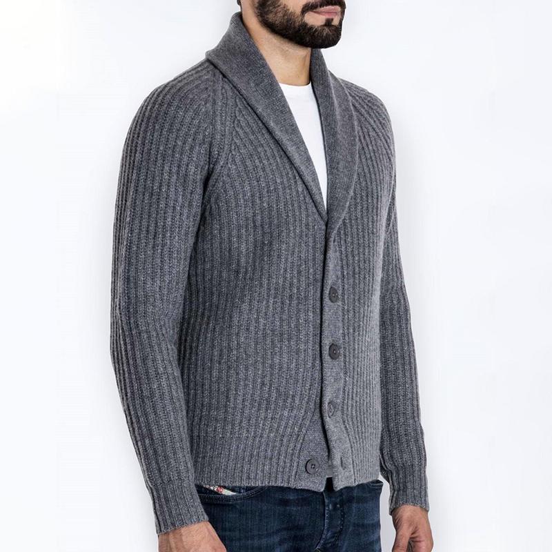 Mens Lapel Single Breasted Casual Knit Cardigan 88773493Z