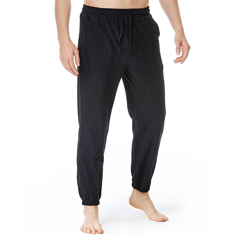 Mens Cotton Linen Drawstring Elastic Waist Casual Jogging Yoga Pants 56549139Z