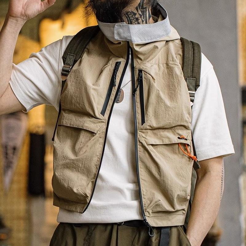Mens Hoode Multi-pocket Quick-dry Cargo Vest 39642763Z