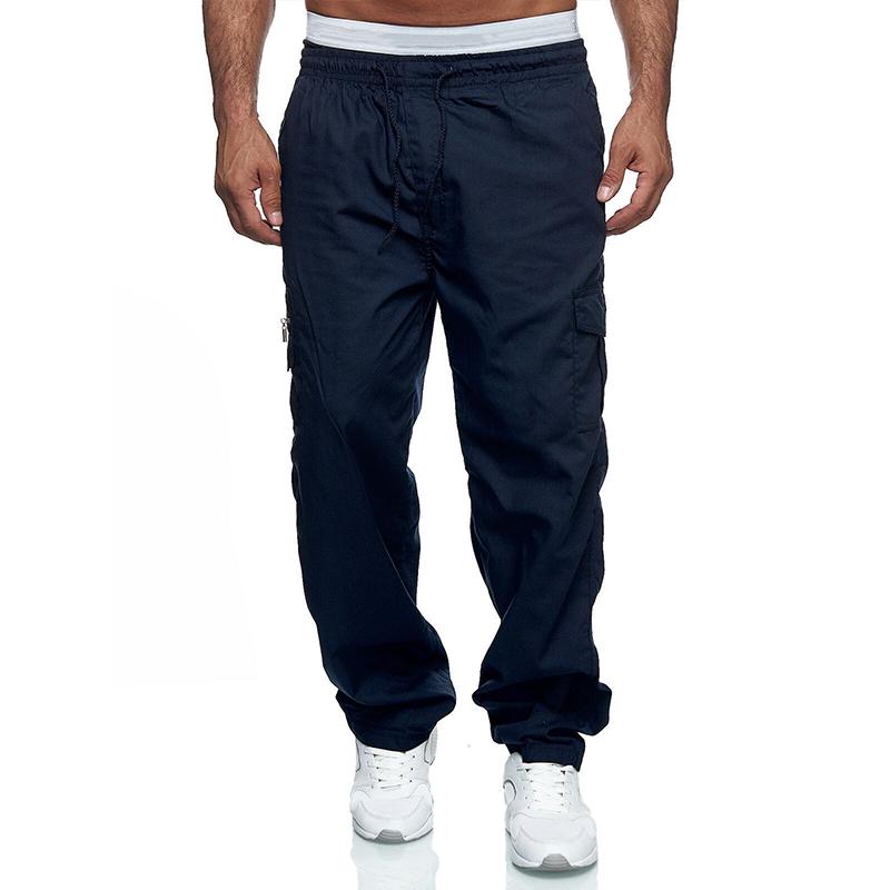 Mens Loose Multi-pocket Elastic Waist Cargo Outdoor Sports Casual Trousers 46902429Z