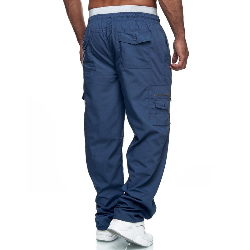 Mens Loose Multi-pocket Elastic Waist Cargo Outdoor Sports Casual Trousers 46902429Z