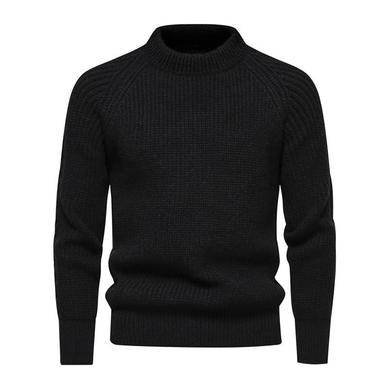 Mens Solid Round Neck Long Sleeve Knit Casual Sweater 18000227Z