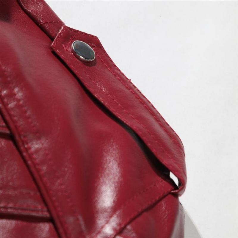 Mens Vintage Patchwork Stand Collar Zipper Motorcycle Leather Jacket 87958383M