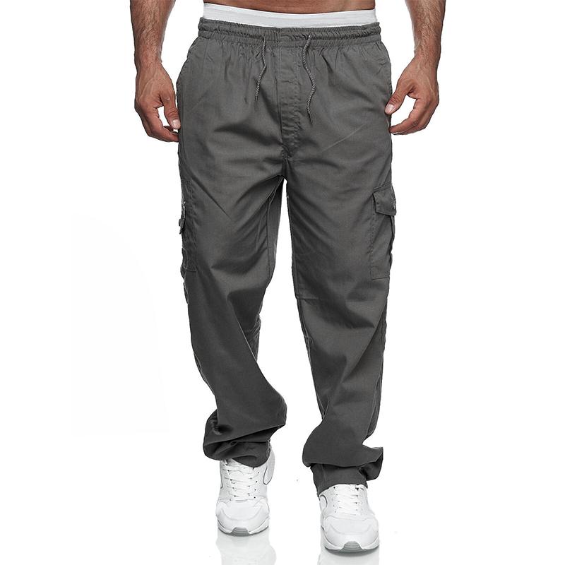 Mens Loose Multi-pocket Elastic Waist Cargo Outdoor Sports Casual Trousers 46902429Z