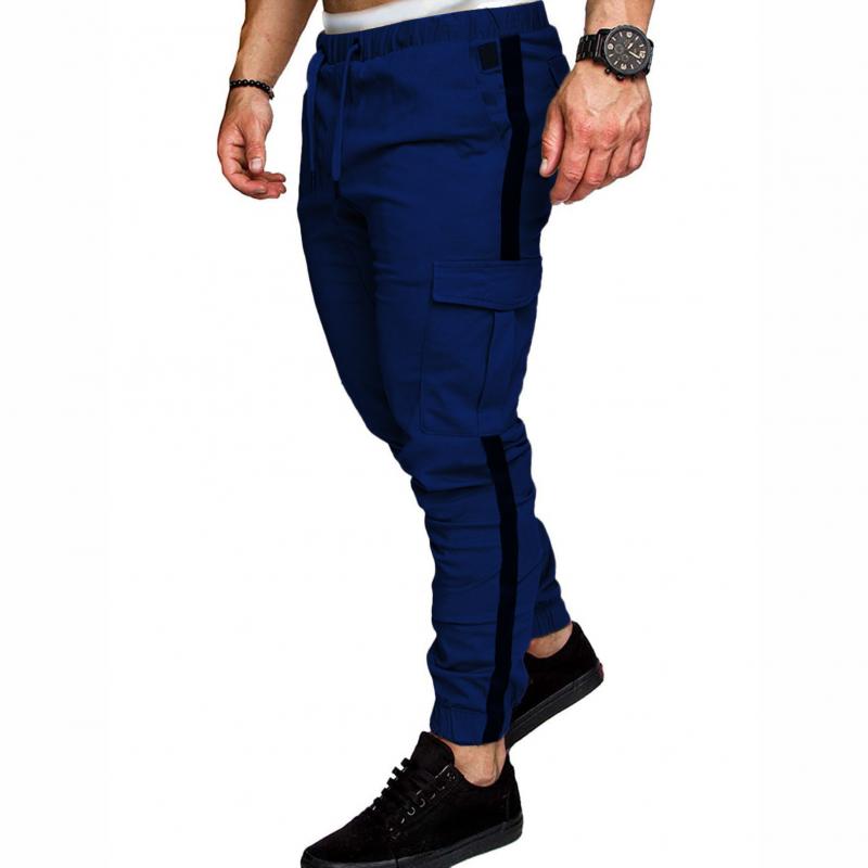 Mens Color Block Elastic Waist Multi-pocket Cargo Pants 13198985Z