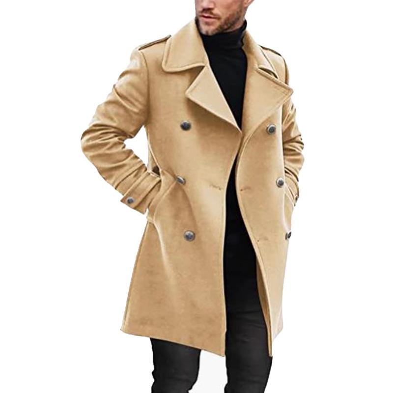 Mens Lapel Double Breasted Mid-length Coat 66914470Z