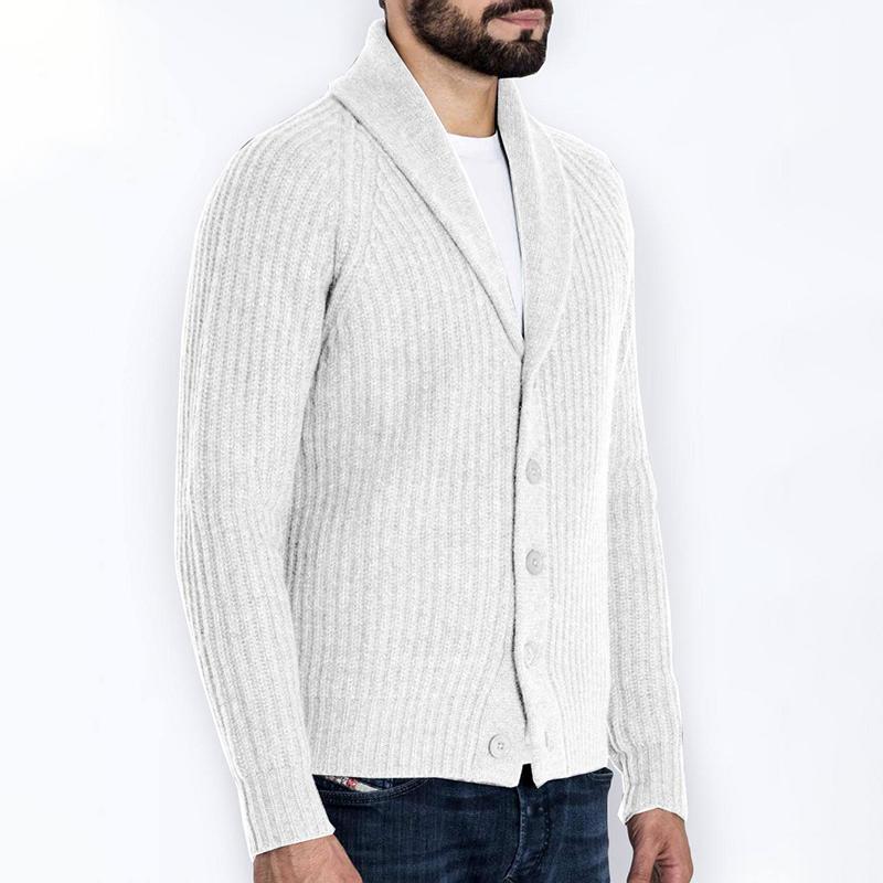 Mens Lapel Single Breasted Casual Knit Cardigan 88773493Z