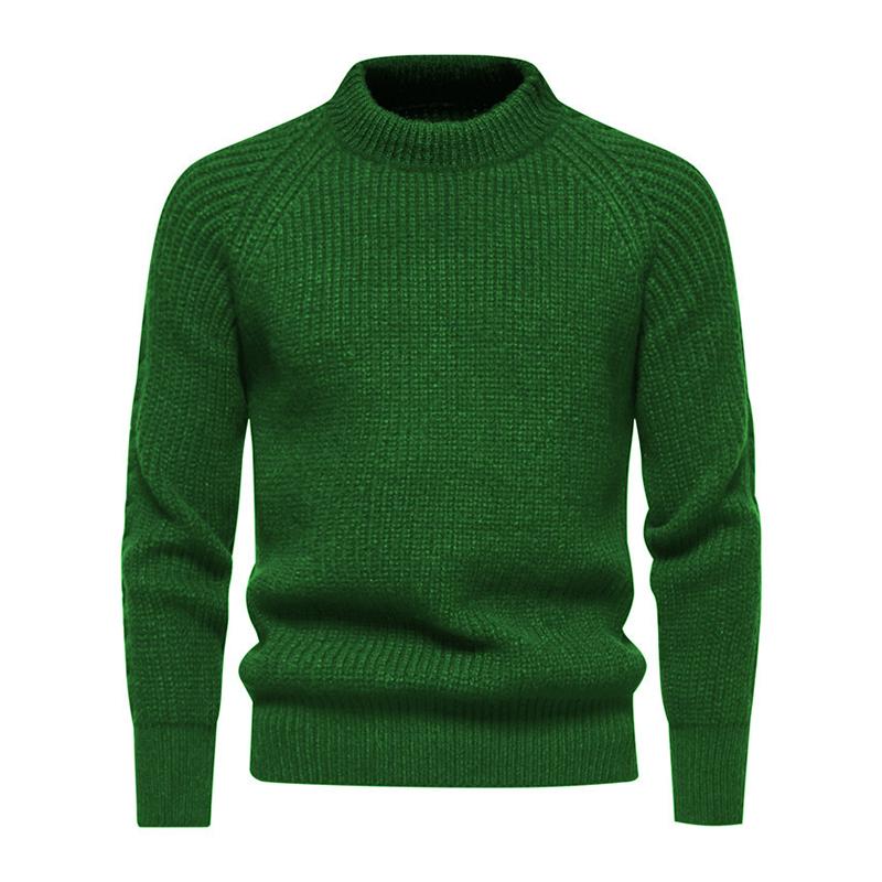 Mens Solid Round Neck Long Sleeve Knit Casual Sweater 18000227Z