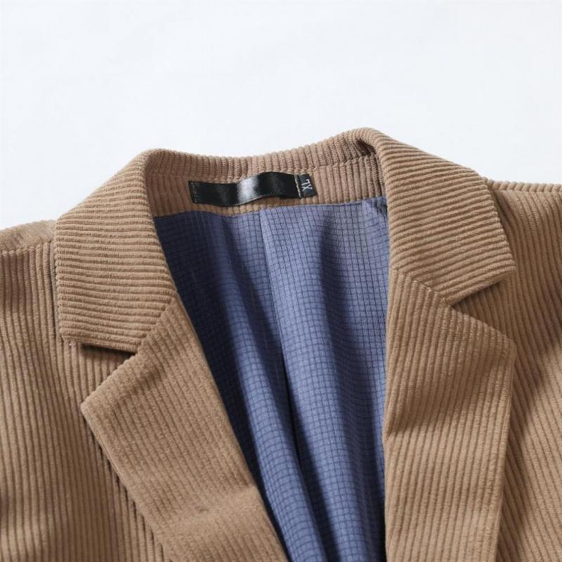 Mens Casual Slim Corduroy Lapel One Button Blazer 57119562M
