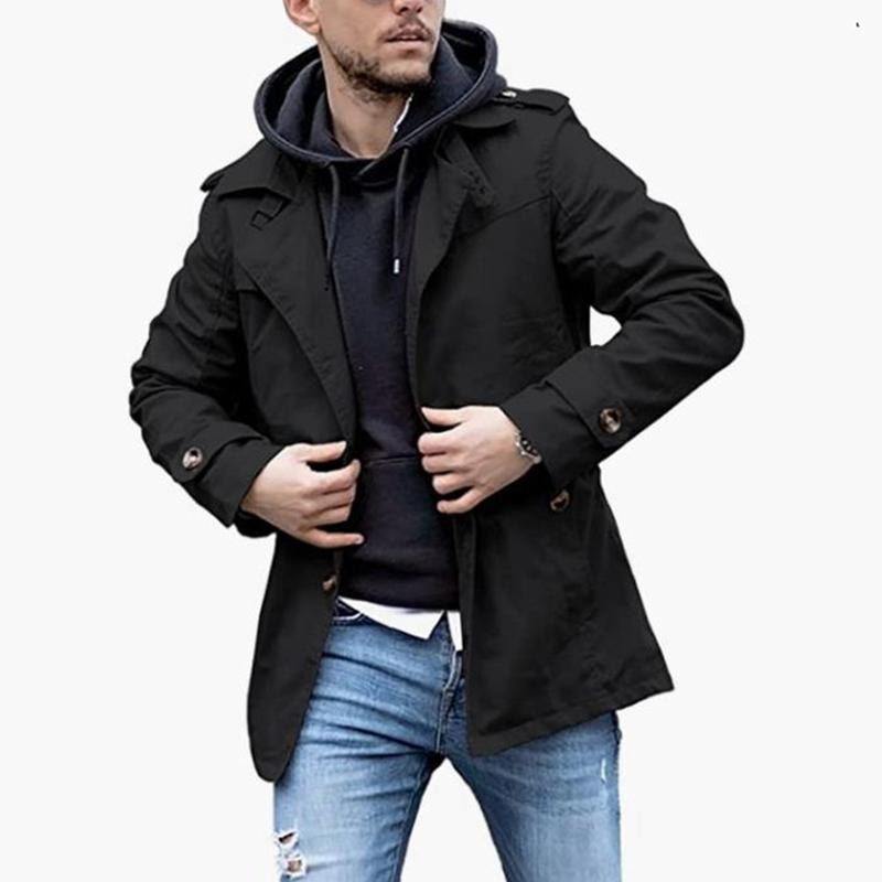 Mens Lapel Single Breasted Mid-length Casual Trench Coat 33022597Z