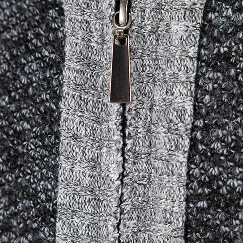 Mens Colorblock Stitching Stand Collar Zip Knit Jacket Cardigan 20839484Z