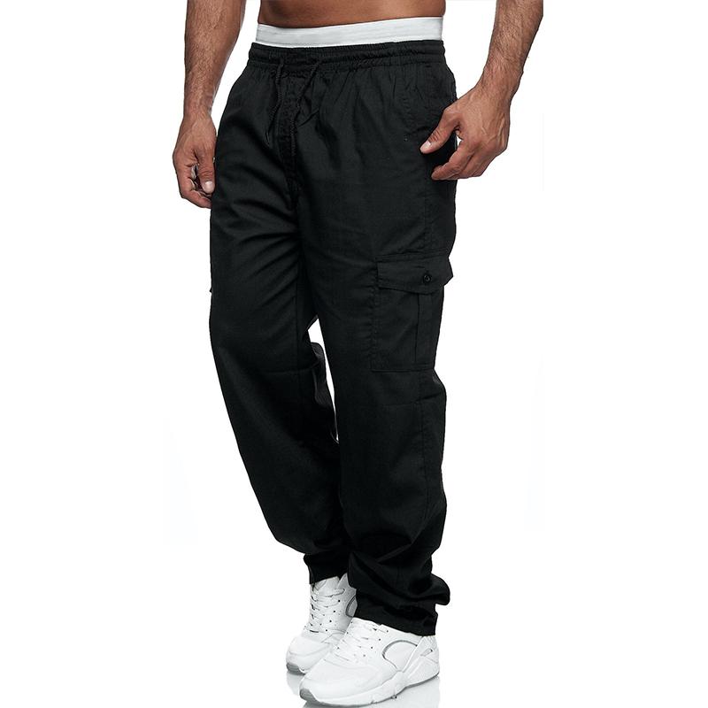 Mens Loose Multi-pocket Elastic Waist Cargo Outdoor Sports Casual Trousers 46902429Z