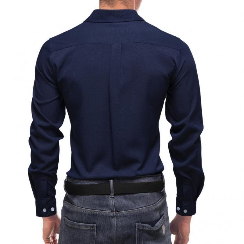 Mens Solid Cotton Linen Lapel Long Sleeve Casual Shirt 07037470Z