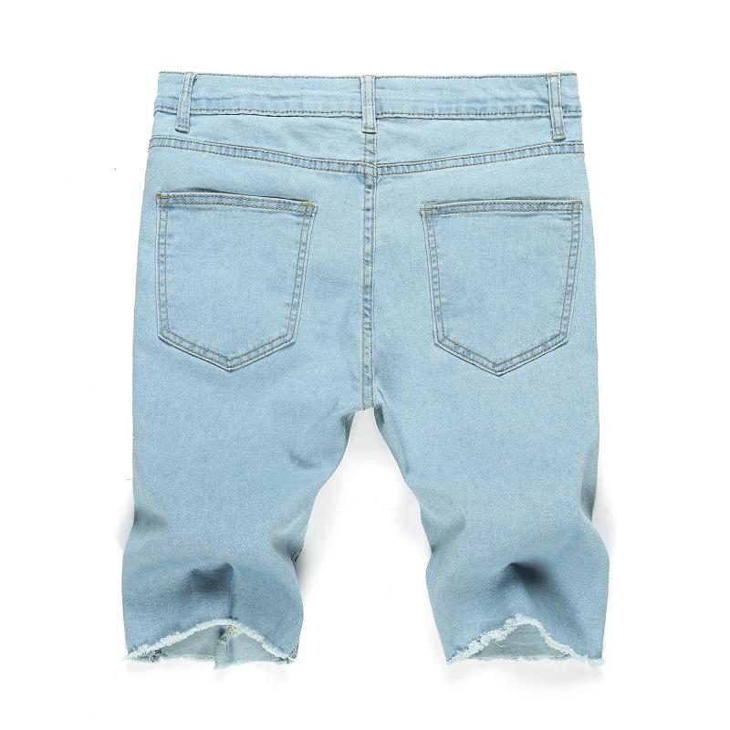 Mens Retro Distressed Holes Denim Shorts 76452806Z