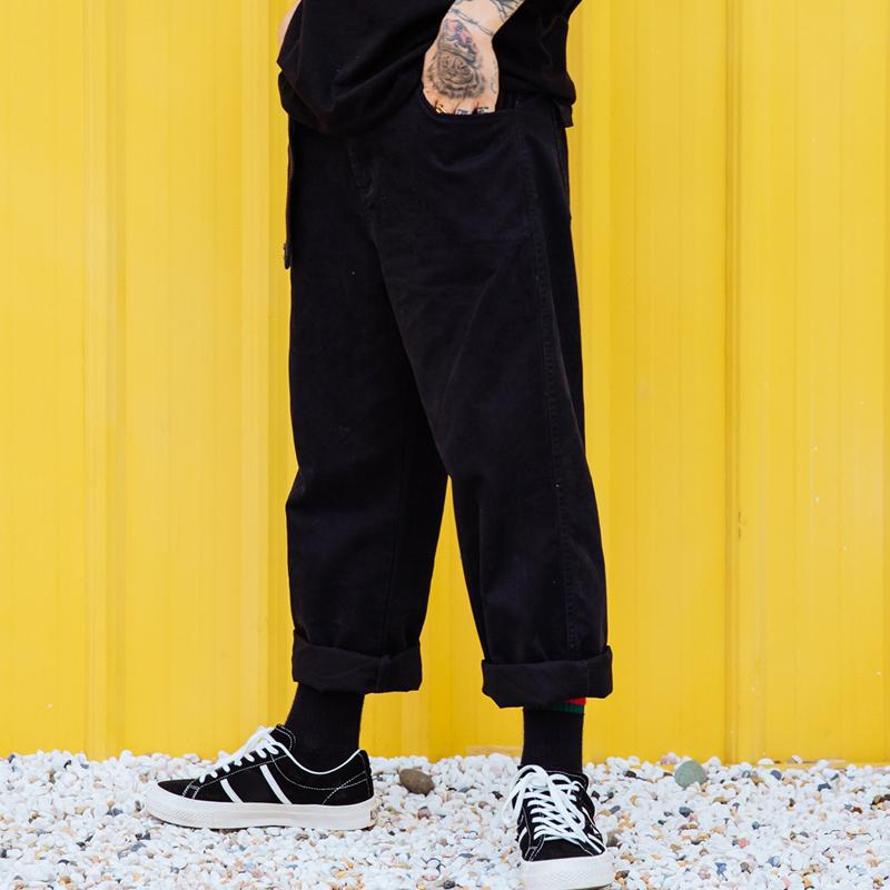 Mens Solid Loose Straight Casual Cargo Pants 56999880Z