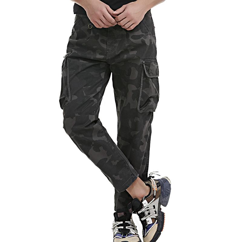 Mens Camouflage Loose Multi-pocket Cargo Pants 35365021Z
