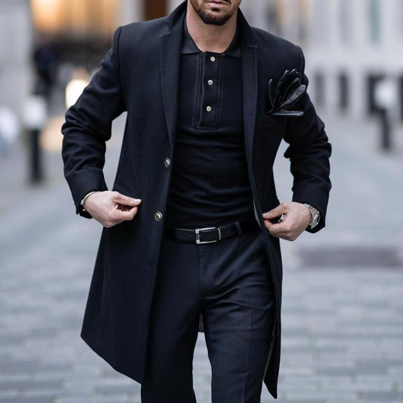 Mens Wool Single Breasted Thicked Coat 68229310Z
