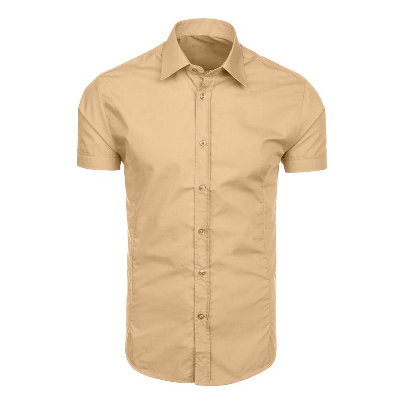Mens Solid Slim Lapel Short Sleeve Business Casual Shirt 57976358Z