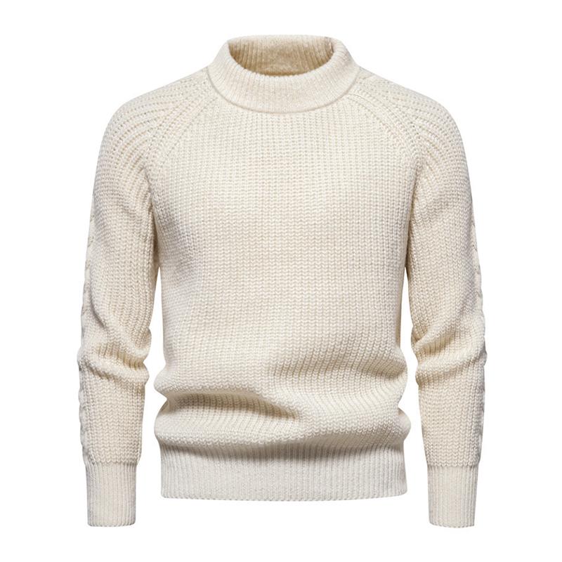 Mens Solid Round Neck Long Sleeve Knit Casual Sweater 18000227Z