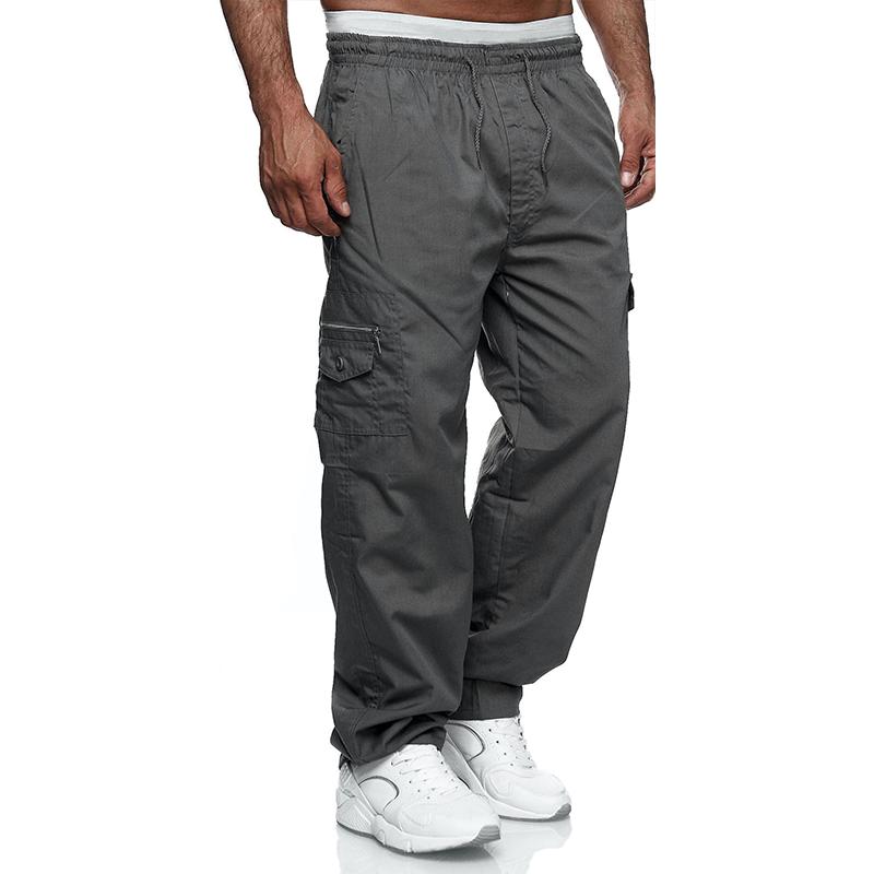 Mens Loose Multi-pocket Elastic Waist Cargo Outdoor Sports Casual Trousers 46902429Z