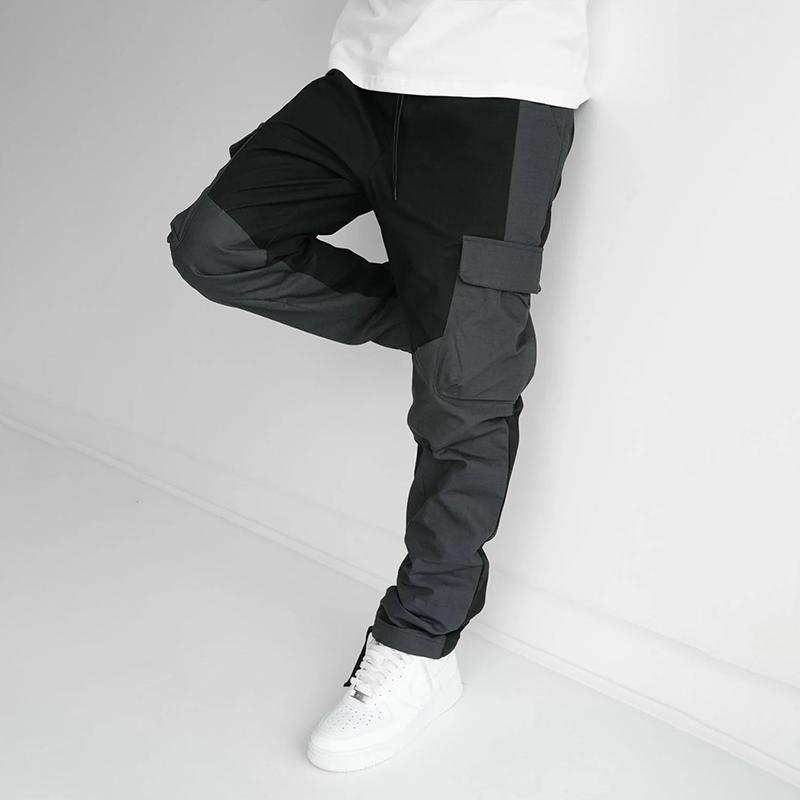 Mens Color Block Multi-pocket Straight Cargo Pants 18125285Z