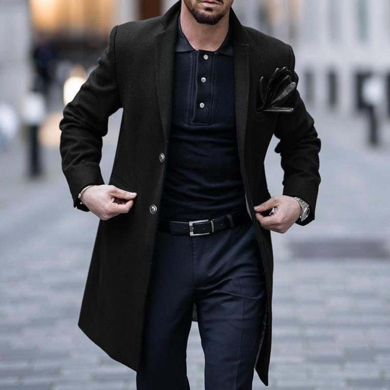 Mens Wool Single Breasted Thicked Coat 68229310Z