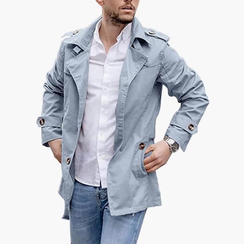 Mens Lapel Single Breasted Mid-length Casual Trench Coat 33022597Z