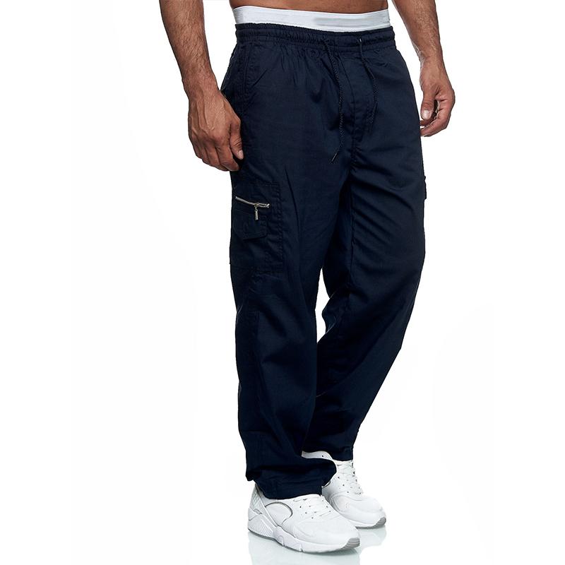 Mens Loose Multi-pocket Elastic Waist Cargo Outdoor Sports Casual Trousers 46902429Z