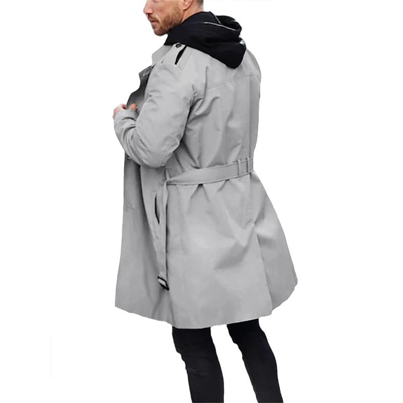 Mens Solid Slim Lapel Double Breasted Trench Coat 99681313Z