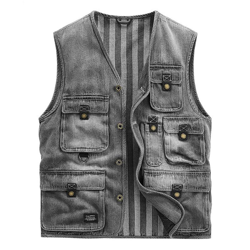 Mens Multi-pocket Cargo Denim Vest 92751714Z