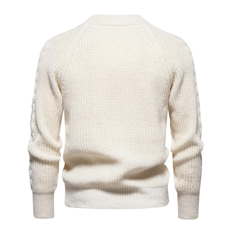 Mens Solid Round Neck Long Sleeve Knit Casual Sweater 18000227Z