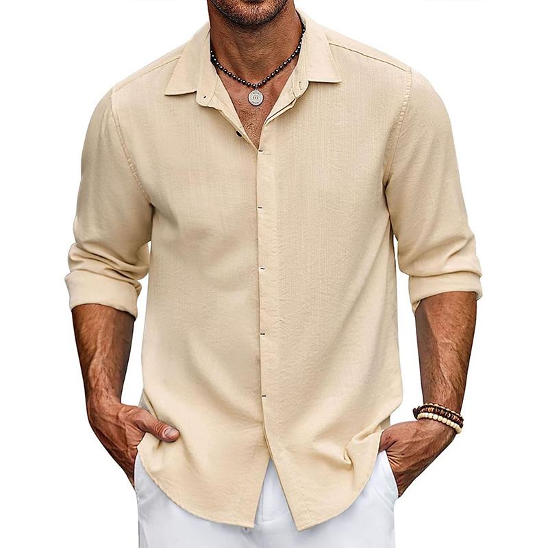 Mens Solid Loose Lapel Half Sleeve Casual Shirt 11755231Z