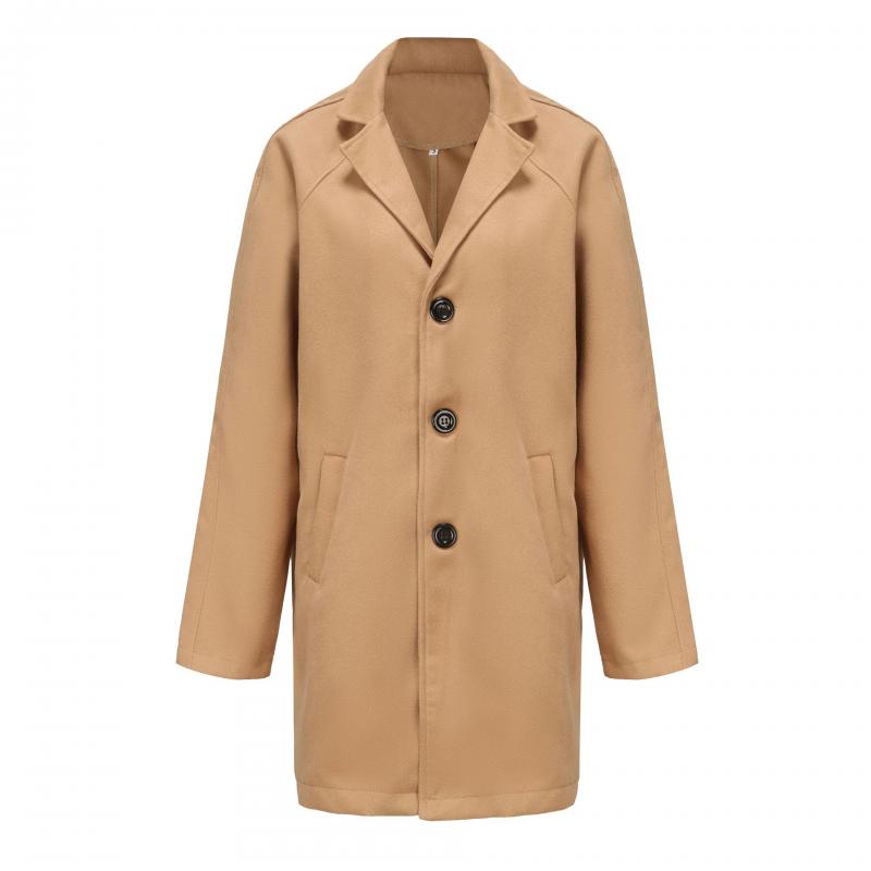 Mens Solid Notch Lapel Single Breasted Mid-length Casual Coat 66845638Z
