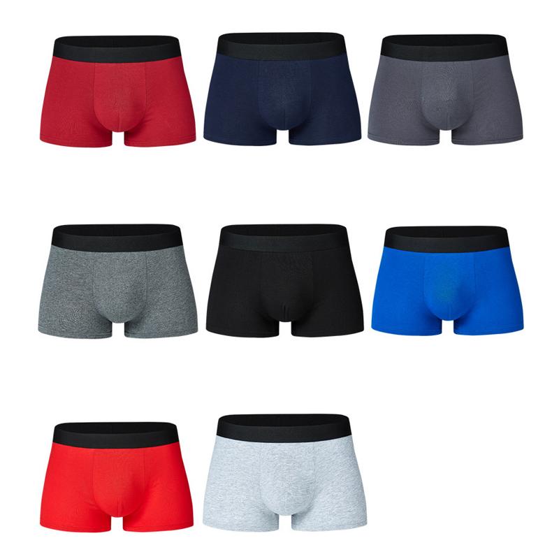 Mens Underwear 4 Pcs Solid Cotton Boxer Briefs Set 96908941