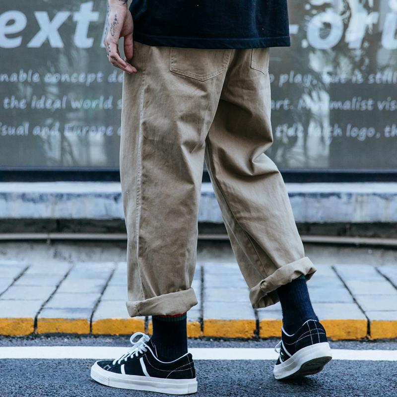 Mens Solid Loose Straight Casual Cargo Pants 56999880Z