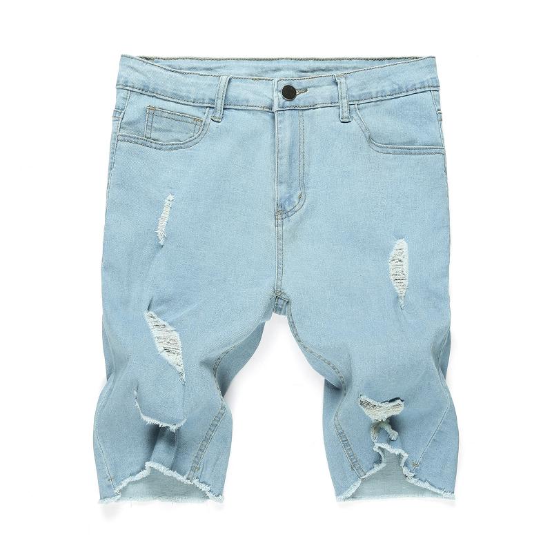 Mens Retro Distressed Holes Denim Shorts 76452806Z