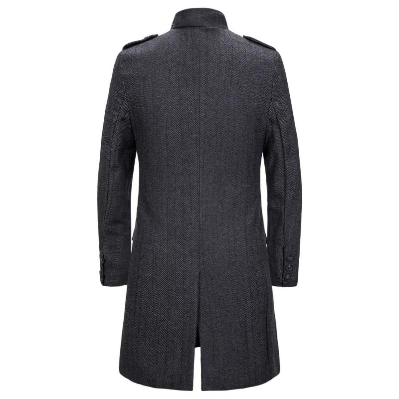 Mens Vintage Stand Collar Herringbone Fake Two Piece Coat 79986497M